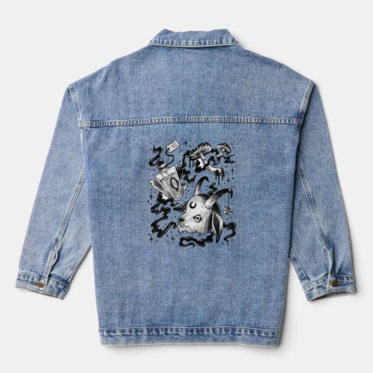 Witch Deadly Potion Geit Zwart-wit Tri-Blen Denim Jacket (Achterkant)