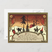 Witch Devil Jack O' Lantern Pumpkin Full Moon Briefkaart (Voorkant / Achterkant)