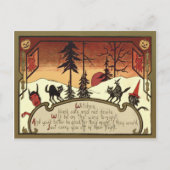Witch Devil Jack O' Lantern Pumpkin Full Moon Briefkaart (Voorkant)