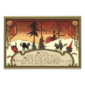 Witch Devil Jack O' Lantern Pumpkin Full Moon Foto Afdruk (Voorkant)