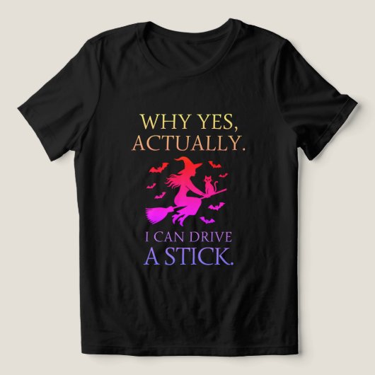 Witch Driving Stick Grappige Vrouwen Halloween Par Tri-Blend Shirt (Design voorkant)