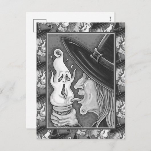 WITCH EAT SCREAMING ICE CREAM CONE, HALLOEEN FEESTDAGENKAART (Voorkant / Achterkant)