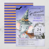 Witch Elephant Halloween Baby shower Uitnodiging (Voorkant / Achterkant)