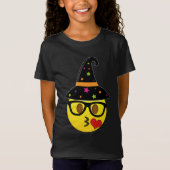 Witch Emoji Halloween T-Shirt voor meisjes (Voorkant)