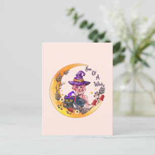 Witch en Black Cat Briefkaart