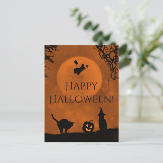 Witch en Black Cat Happy Halloween Briefkaarten