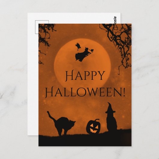 Witch en Black Cat Happy Halloween Briefkaarten