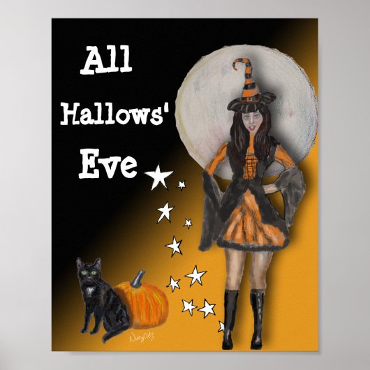 Witch en Black Cat Poster (Voorkant)