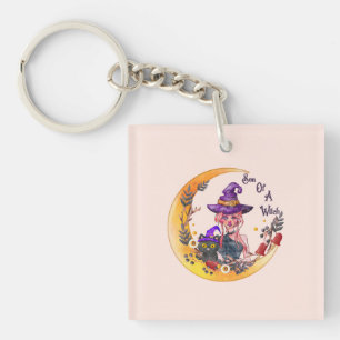 Witch en Black Cat Sleutelhanger