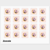 Witch en Black Cat Vierkante Sticker (Vel)