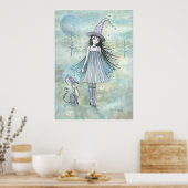 Witch en Cat Halloween Poster van Molly Harrison (Keuken)