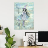 Witch en Cat Halloween Poster van Molly Harrison (Thuiskantoor)