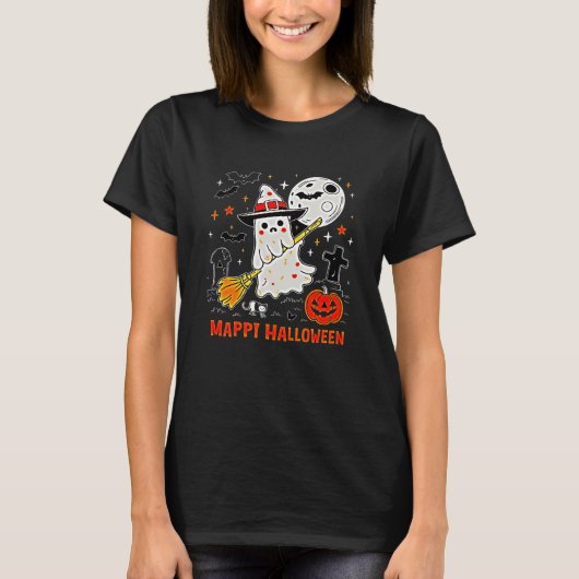 Witch en Cat Halloween T-shirt (Voorkant)