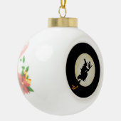 Witch en Cat Keramische Bal Ornament (Links)