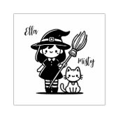 Witch en Cat Stamp - Aanpassen met uw namen! Rubberstempel (Afrduk)