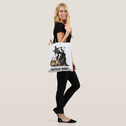 Witch en Cat Tote Bag (Op model)