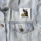 Witch en Cat Vierkante Button 5,1 Cm (In situ)