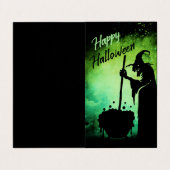 Witch en cauldron Halloween minikaart Visitekaartje (Buitenkant ongevouwen)