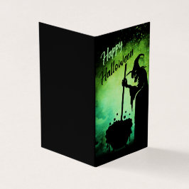 Witch en cauldron Halloween minikaart Visitekaartje