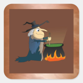 Witch en Cauldron Vierkante Sticker