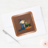 Witch en Cauldron Vierkante Sticker (Envelop)