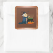 Witch en Cauldron Vierkante Sticker (Tas)