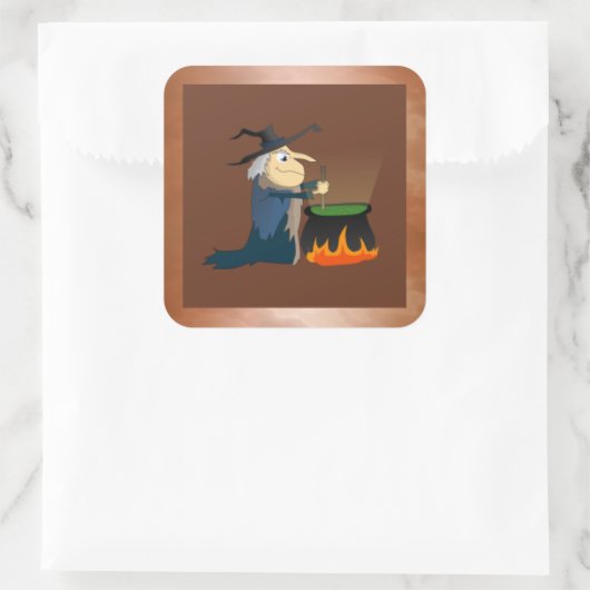 Witch en Cauldron Vierkante Sticker (Tas)