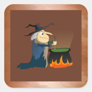 Witch en Cauldron Vierkante Sticker