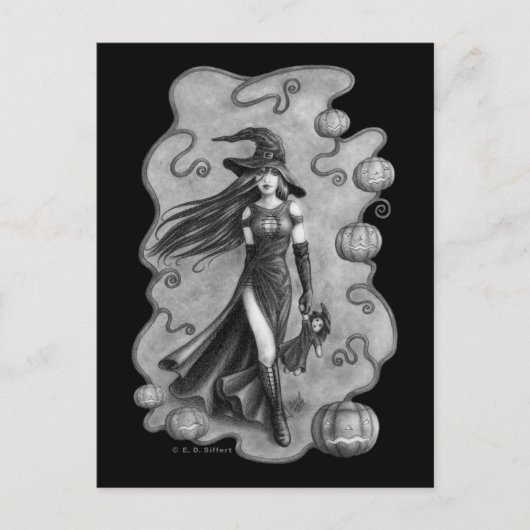 Witch en Doll Halloween Briefkaart (Voorkant)