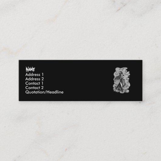 Witch en Doll Halloween Mini Visitekaartje (Voorkant)