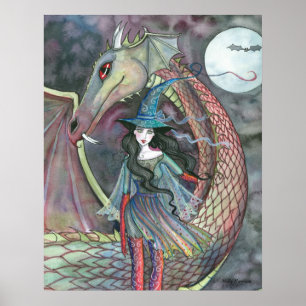 Witch en Dragon Poster van Molly Harrison