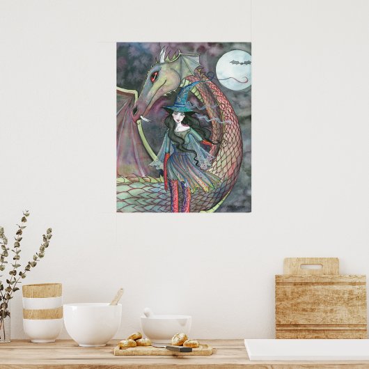 Witch en Dragon Poster van Molly Harrison (Keuken)
