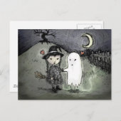 Witch en Ghost in Love Briefkaart (Voorkant / Achterkant)