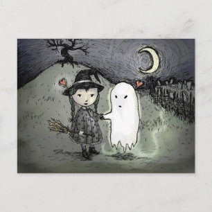 Witch en Ghost in Love Briefkaart
