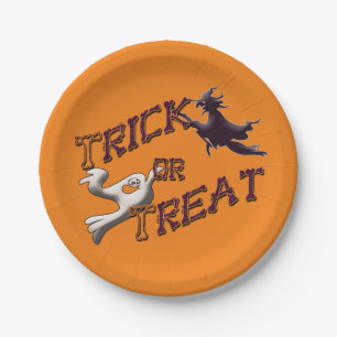 Witch en Ghost Trick or treat Halloween Borden Papieren Bordje