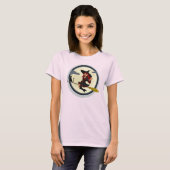 WITCH EN HAAR ZWARTE KAT IN BROOMSTICK T-SHIRT (Voorkant volledig)