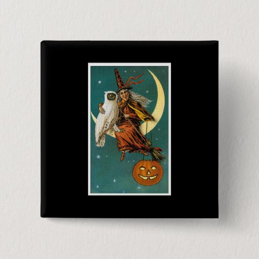 Witch en Hare Owl Vierkante Button 5,1 Cm (Voorkant)