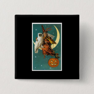 Witch en Hare Owl Vierkante Button 5,1 Cm