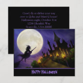 Witch en Haunted House Halloween Uitnodiging (Voorkant / Achterkant)
