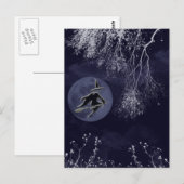 Witch en Moon bij nacht Briefkaart (Voorkant / Achterkant)