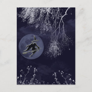 Witch en Moon bij nacht Briefkaart