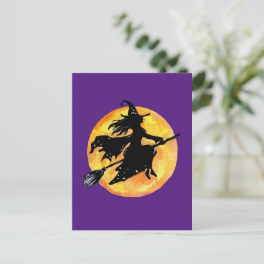 Witch en Moon Briefkaart (Staand voorkant)
