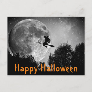 Witch en Moon Halloween  Briefkaart