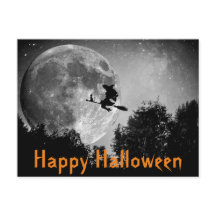Witch en Moon Halloween  Briefkaart