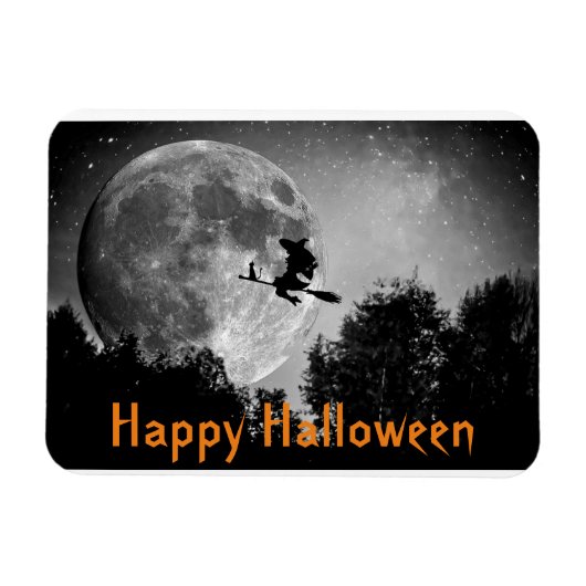 Witch en Moon Halloween Magneet (Horizontaal)