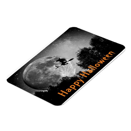 Witch en Moon Halloween Magneet (Linkerzijde)