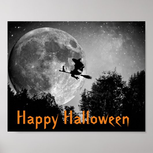 Witch en Moon Halloween  Poster (Voorkant)