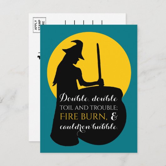 Witch en Moon Magic Spell Invitation Briefkaart (Voorkant / Achterkant)