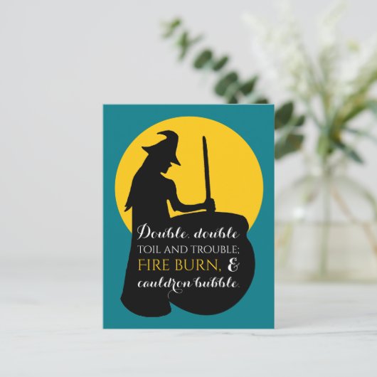Witch en Moon Magic Spell Invitation Briefkaart (Staand voorkant)