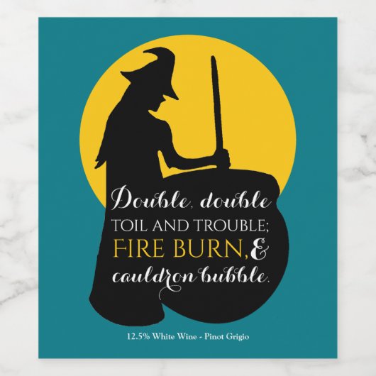 Witch en Moon Magic Spell Wine Label Wijn Etiket (Enkel label)